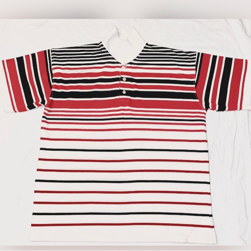 Versatile White/Black/Red/ Collared Shirt